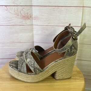 Mi.Im LYNN Snakeskin Print Espadrille Chucky Heel Ankle Strap‎ Heel Size 8